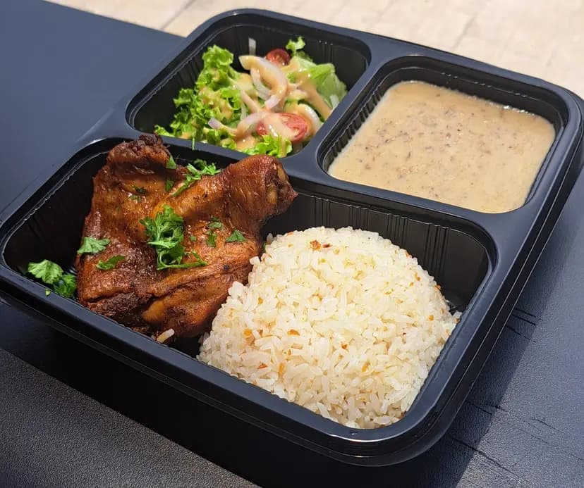 Roasted Chicken Chop With Garlic Rice