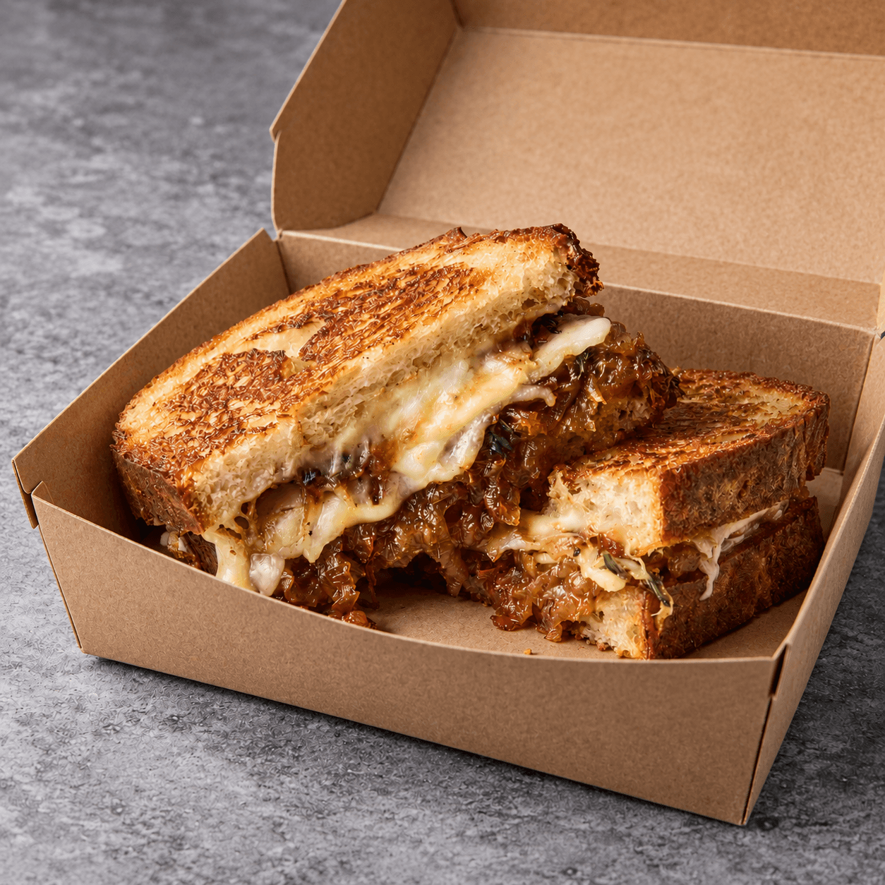Red Wine Brisket Grilled Cheese Sourdough Sandwich